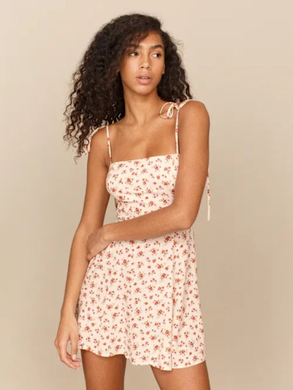 Reformation Bisque Dress - Color: White/Red  - Size: 10